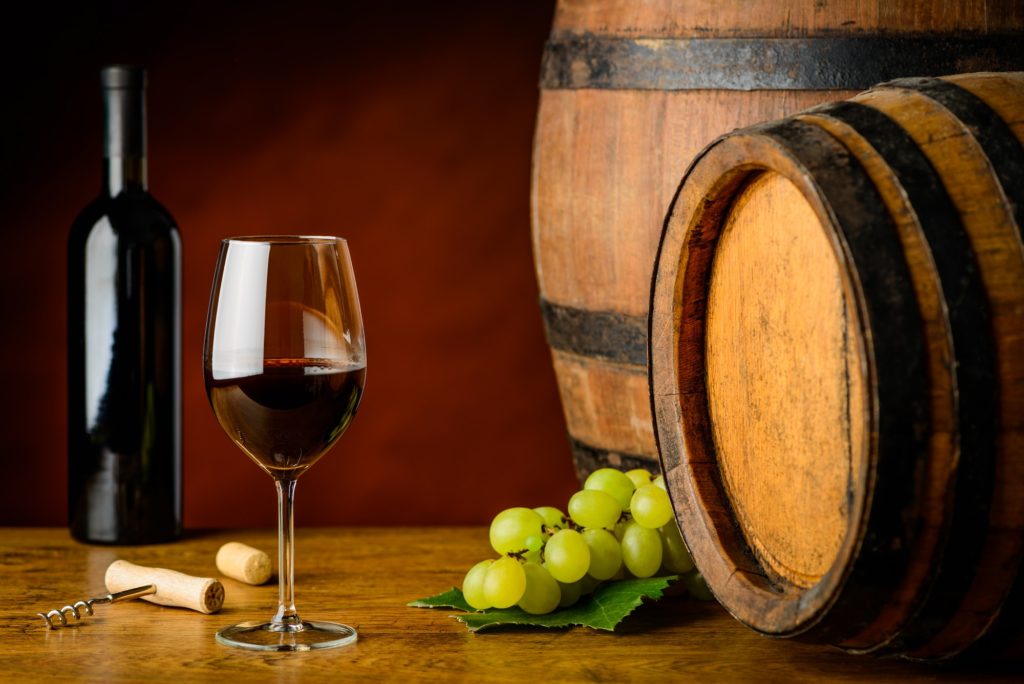 Red Wine Glass and Bottle